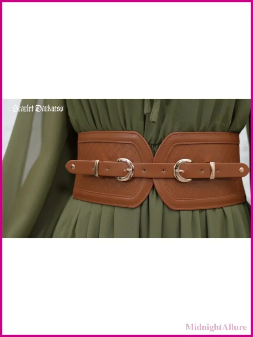 Women Wide Corset Belt Elastic Stretchy Waspie Waist Belt with Buckle